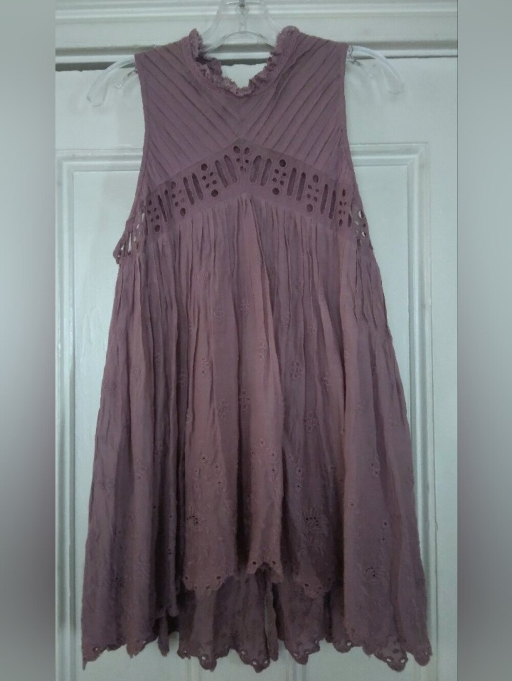 Free People Boho Sleeveless Dusty Lavender Eyelet Tunic